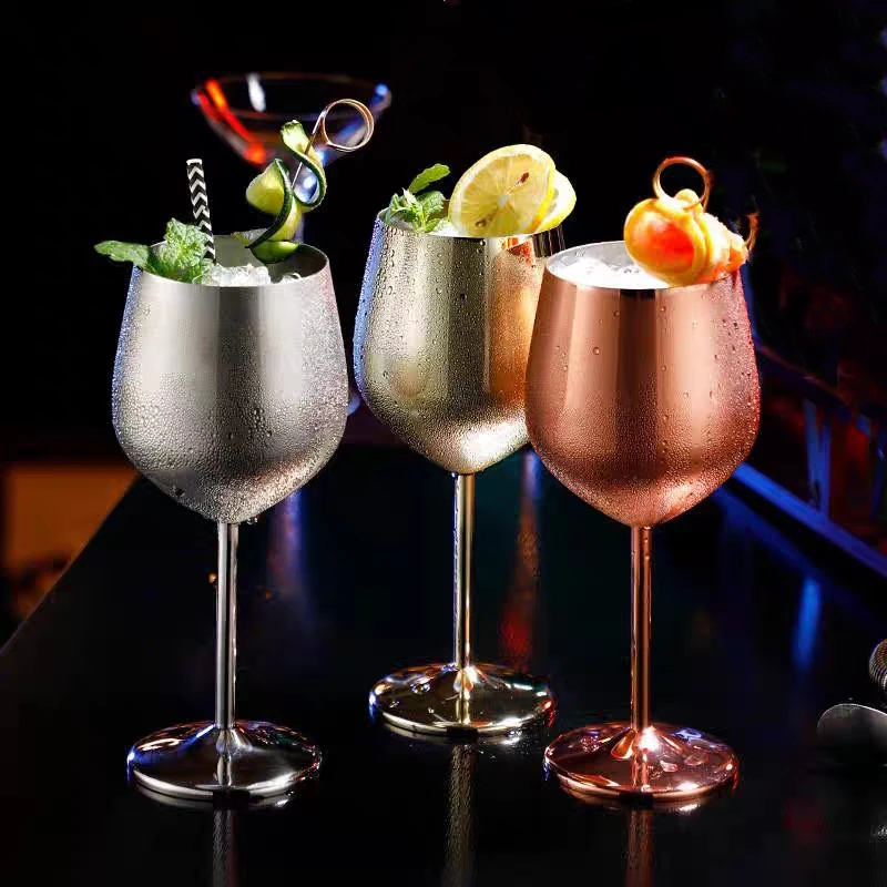 

500ml 304 Stainless Steel Goblet Beer Cup Juice Drink Goblet Shatterproof Party Bar Large-Capacity Goblet Bar Metal Mug