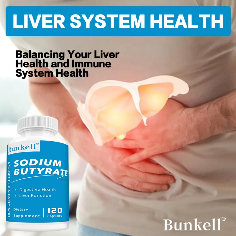 Bunkell, Sodium Butyrate, 120 Non-GMO Capsules, For Digestive Health and Liver Support, Promotes Immune Health