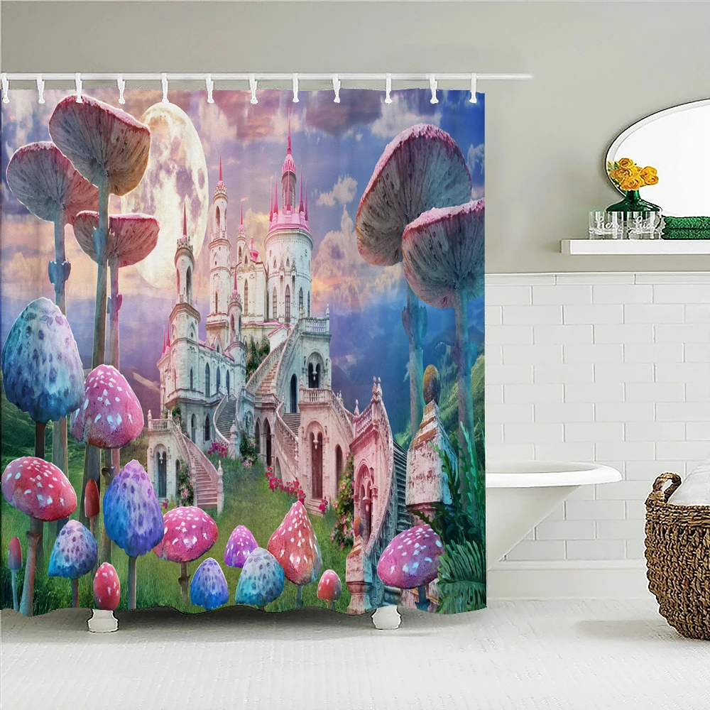 Fantasy Forest landscape Bath Curtain Waterproof Fabric Shower Curtains Cartoon Dream Bathtub Screen for Bathroom Home Decor