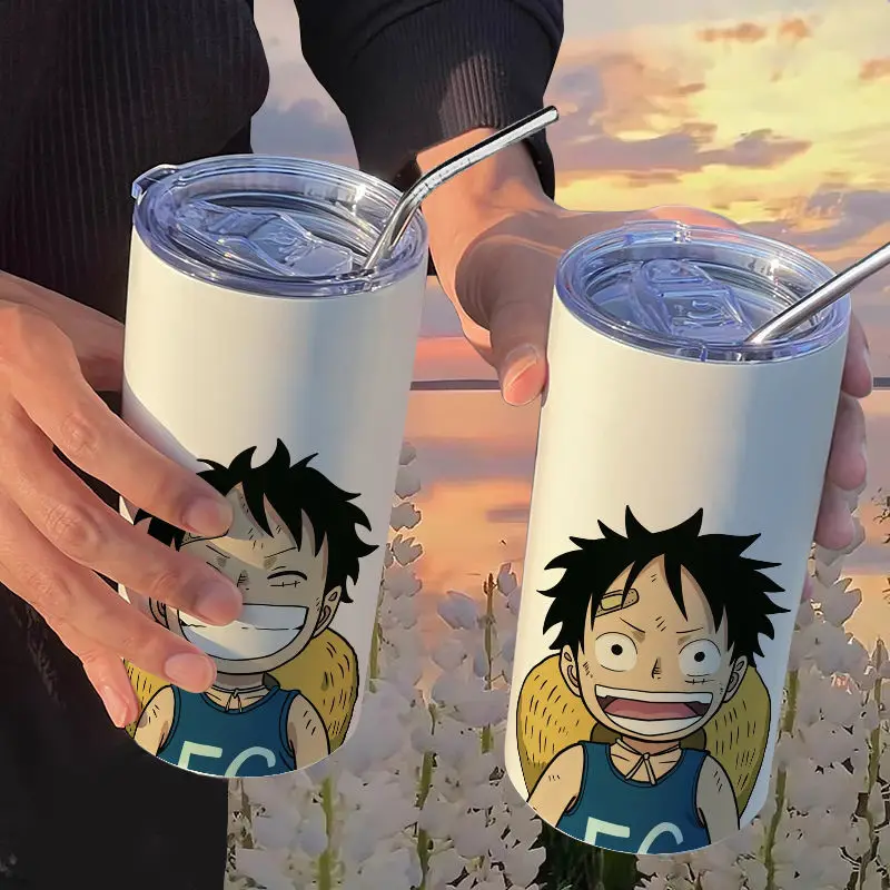 One Piece Anime Roronoa.Zoro Rufy Cartoon 2025 Thermos Tazza di caffè Creativo Personalizzato Tazza di paglia in acciaio inossidabile Regalo di festa