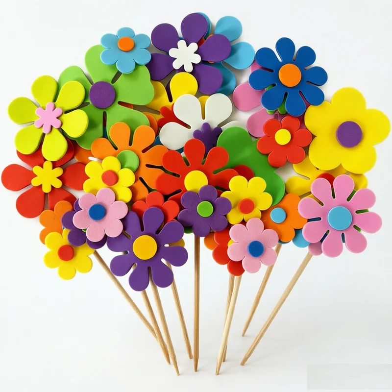 3D flower foam stickers Spring arts and crafts Mother's Day Kindergarten decoration Kids room decorative label