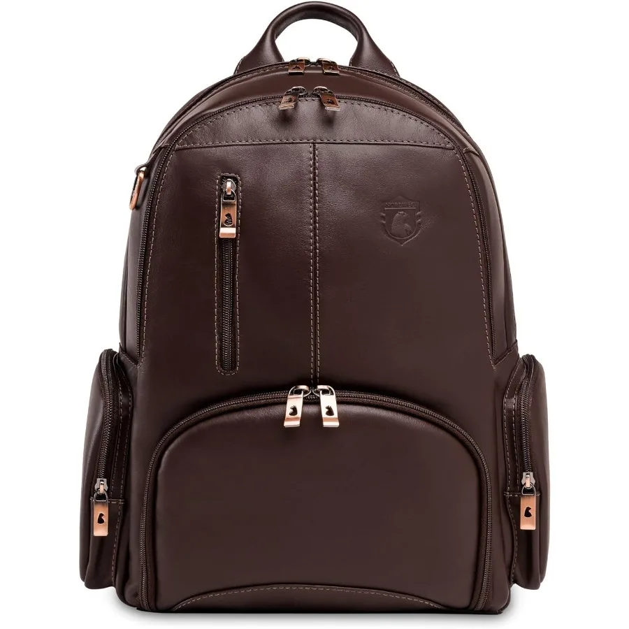 노르드웨그 가죽 노트북 백팩 NW072B 경량 데이팩 업무 여행 및 대학용 최대 15.6인치 노트북 수납 가능 브라운