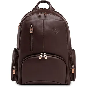 Nordweg Leather Laptop Backpack NW072B Lightweight Daypack for Work Travel and College Fits Laptops up to 15.6" Brown