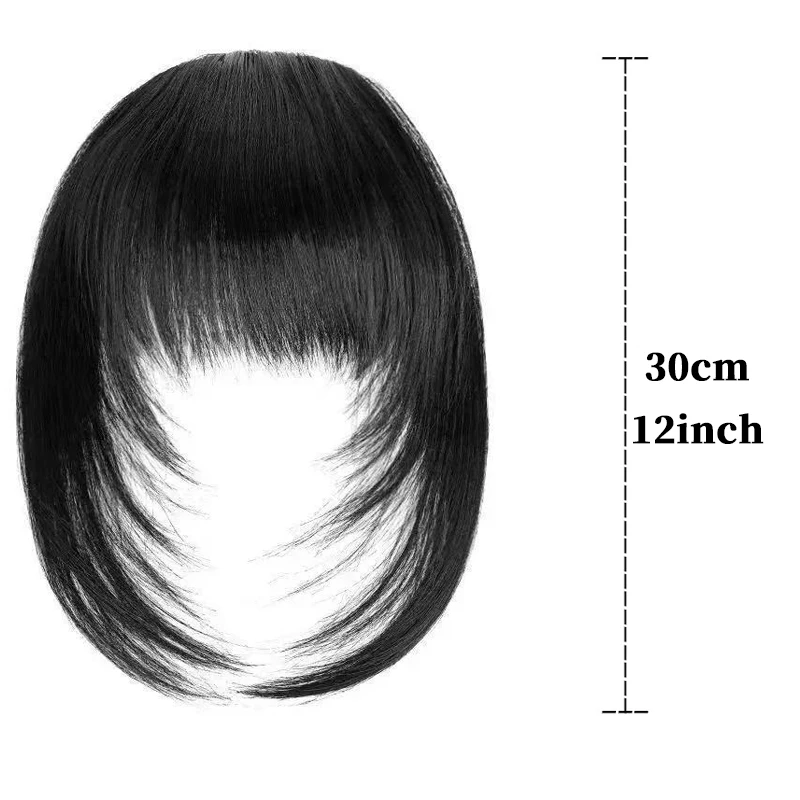 Flequillo postizo de cabello sintético con patillas, 12 pulgadas, castaño oscuro, aspecto natural para mujer, uso diario, fiestas y cosplay 4