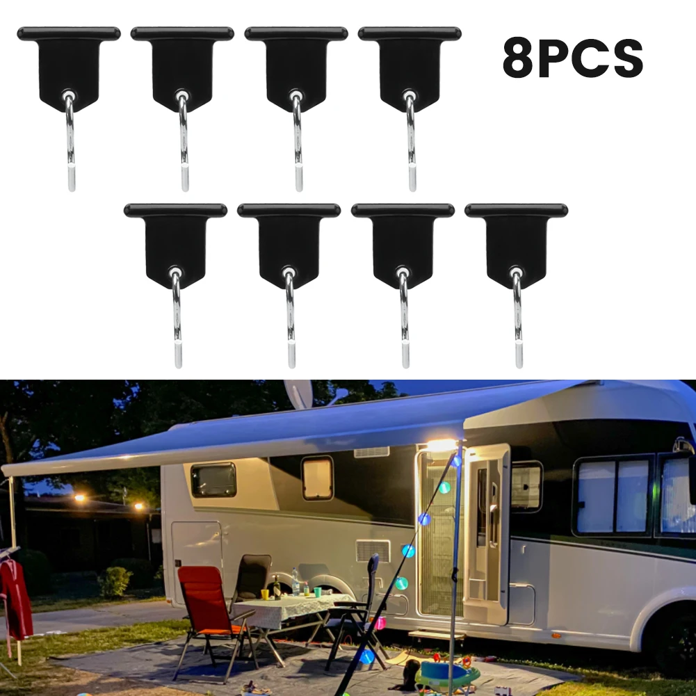 

8PCS 4cm Length Camping Awning Hooks Clips RV Tent Hangers Light Hangers For Caravan Camper Plastic+steel Reusable Easy Installa