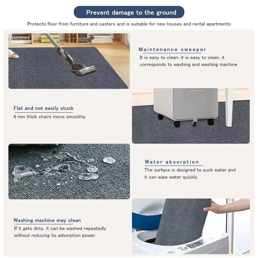Simple Non Adhesive Office Chair Mat Self-adhesive Anti Slip Rolling Wheelchair Carpet Floor Protector Carpet Home Office