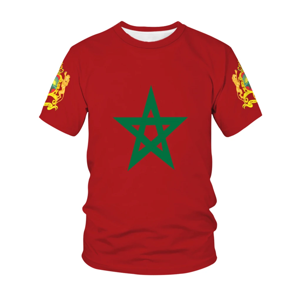 

Morocco Country Flag Pattern Same Style T-shirt For Men Hot New Summer Women's Short-sleeved T-shirt Top Shirt Children's 3D