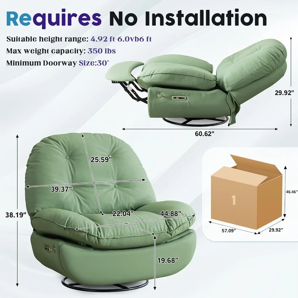 Recliner Chair, Electric Reclining Sofa Living Room Adults Modern Swivel Rocker Glider Chairs