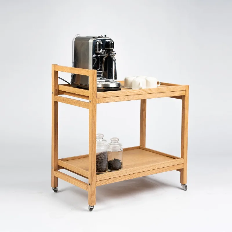 Solid wood trolley sofa edge few movable simple living room household side cabinet multi-functional shelf