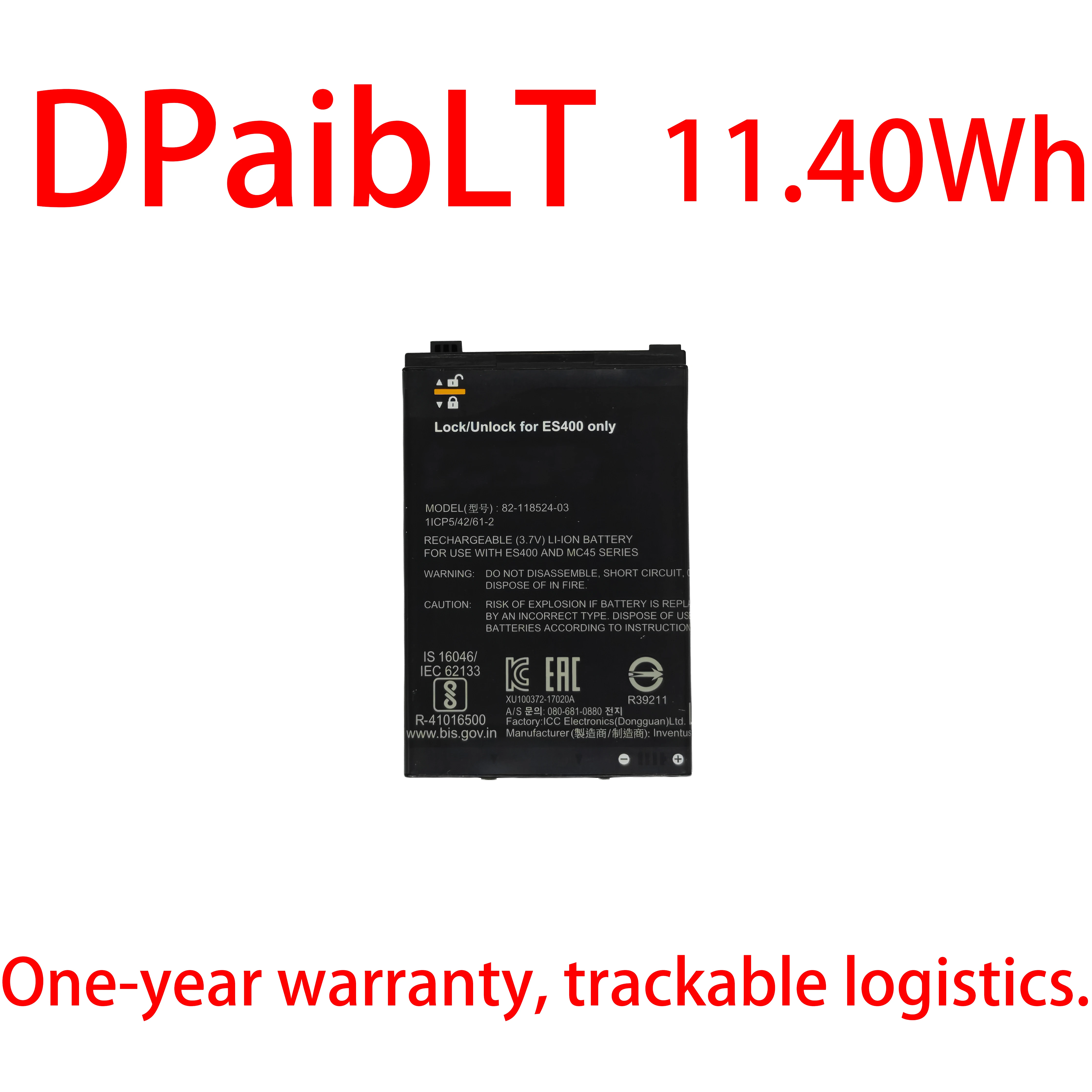 

DPaibLT NEW 11.40Wh 4.2V 82-118524-03 BATTERY for ZEBRA ES400 Motorola MC45