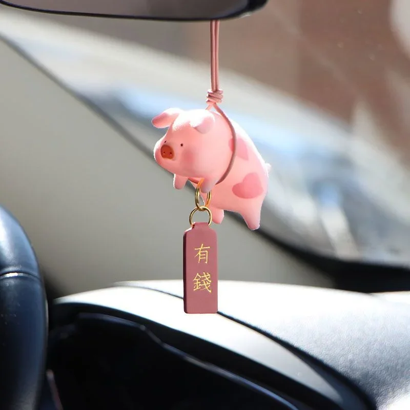 1Pcs Kids Adult Cute Little Pig Car Pendant Decoration Swing Piggy Keychain Hanging Flying Interior Accessories Decor