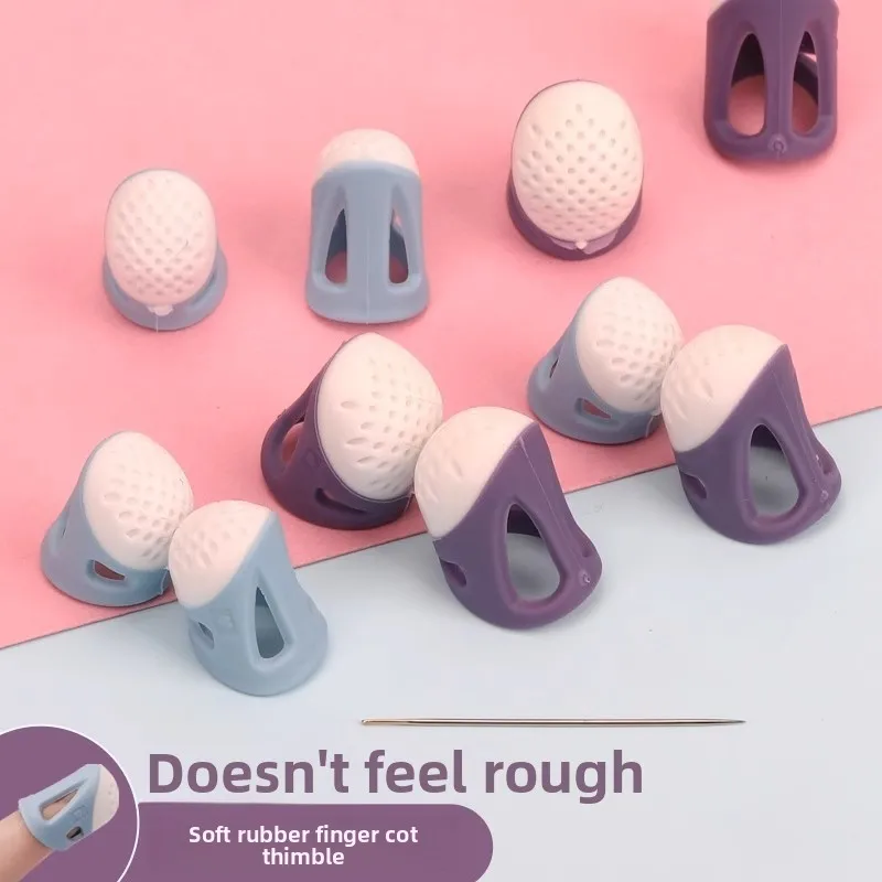 Silicone Thimble Finger Protector Sewing Tool Set with Plastic Thimble Finger Guard for Hand Sewing DIY Craft