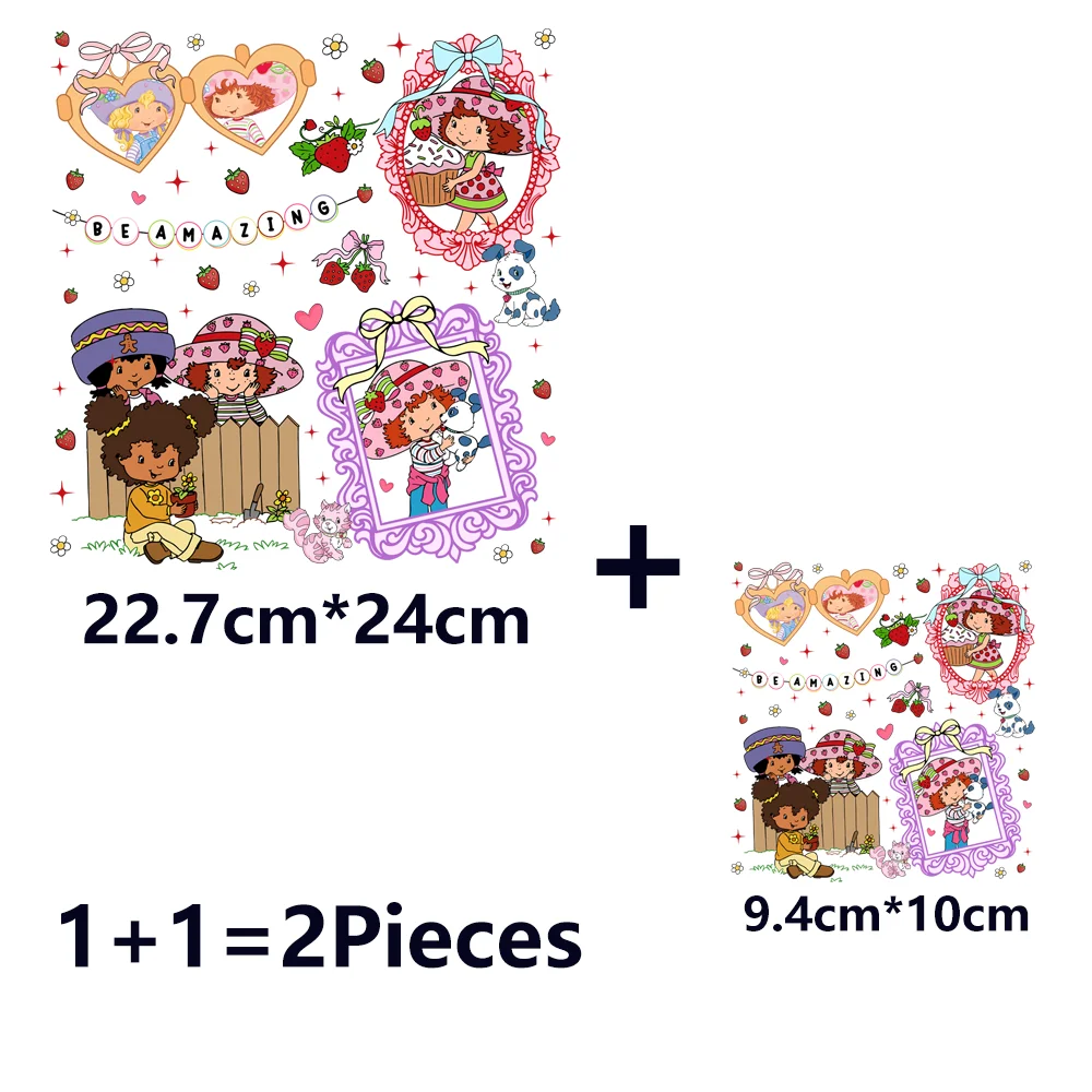 Erdbeere Shortcake Eisen auf Patches Bügelanwendungen für Kleidung Wärme Thermotransfer T-Shirt Aufkleber Zubehör individuell – Detail 7