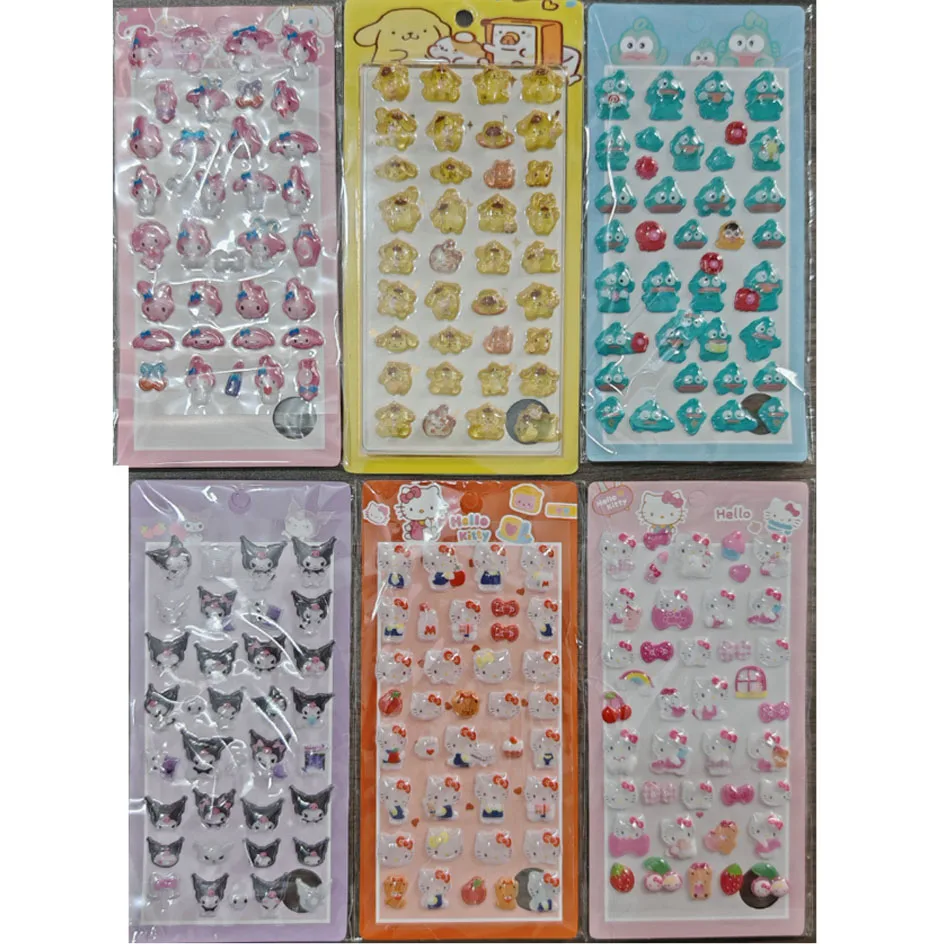 *Cute Cinnamoroll Kuromi My Melody Hello Kitty 3D Resin Stickers Anime Themed DIY Scrapbooking Decoration Gifts Collectible Toys