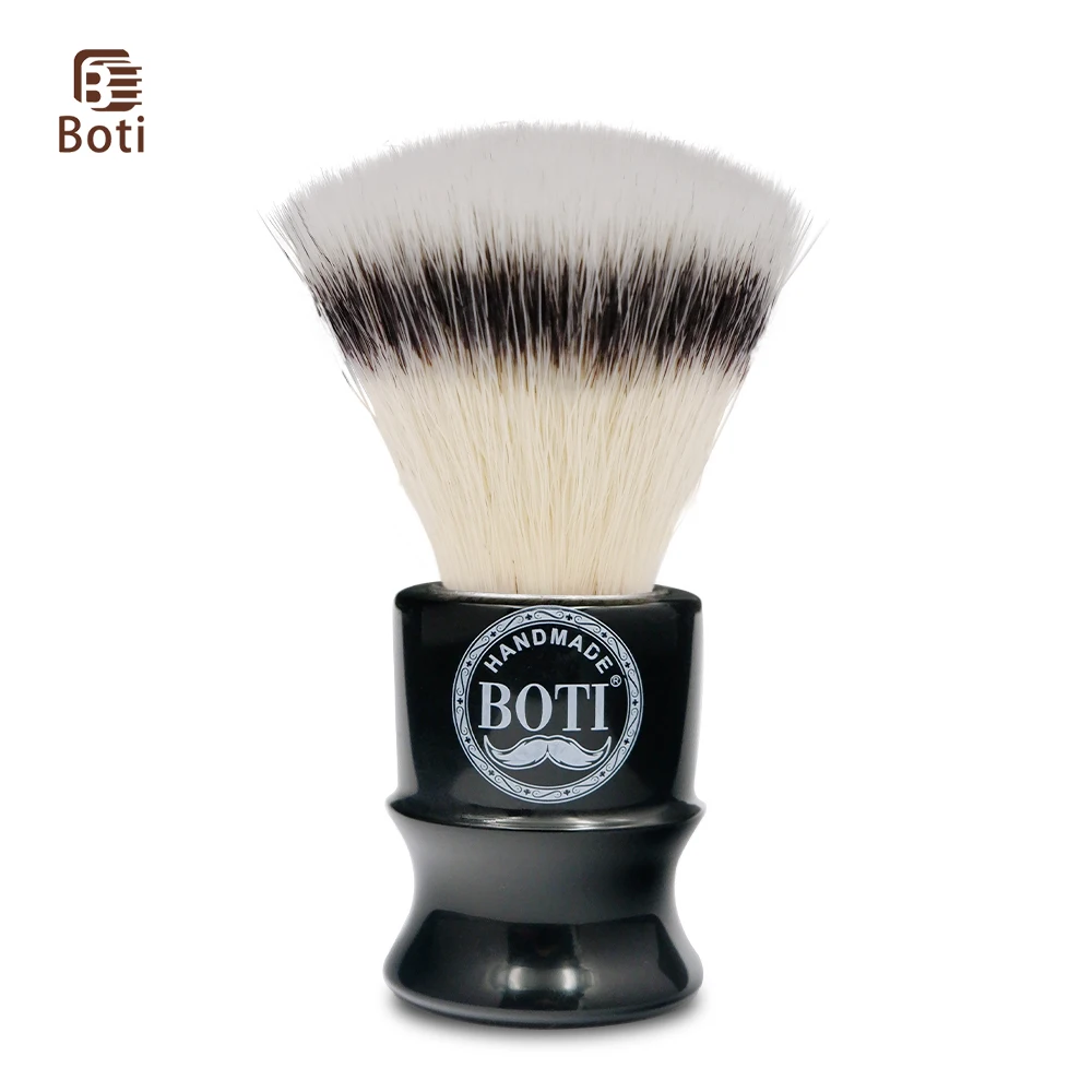 Boti Screw Type Brush Enlightener Badger and N3C Synthetic with Antique Black Porcelain Resin Handle for Easy Replaceable Knot