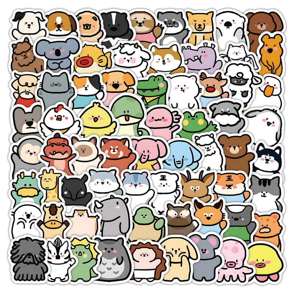 100 Stück handgezeichnete niedliche Tier-Graffiti-Aufkleber – wasserfeste Aufkleber für Tagebücher und Handyhüllen, AnimeWorlds Store
