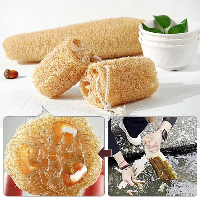 اللوف الطبيعي اللوف الإسفنج القابل للتحلل تنظيف قوي طويل غير عصا طبق قطعة أثرية فرشاة طبق المناشف الإسفنج ومنصات تجوب #4
