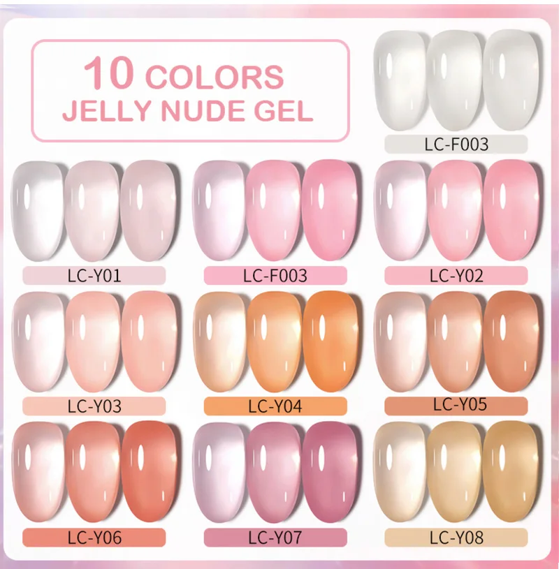 LILYCUTE 7 ml Jelly Nude Pink Peach Gel Nagellack Frühling Sommer Transparente Maniküre Soak Off UV Bunte Nail Art Gel Lack – Detail 4
