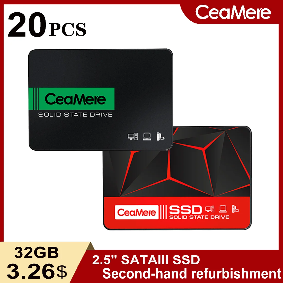 CeaMere used Sata Ssd 5pcs--20pcs 32GB 2.5 SSD 64GB 120GB 128GB Hard Drive /used Internal Hard Drive Free Custom Logo