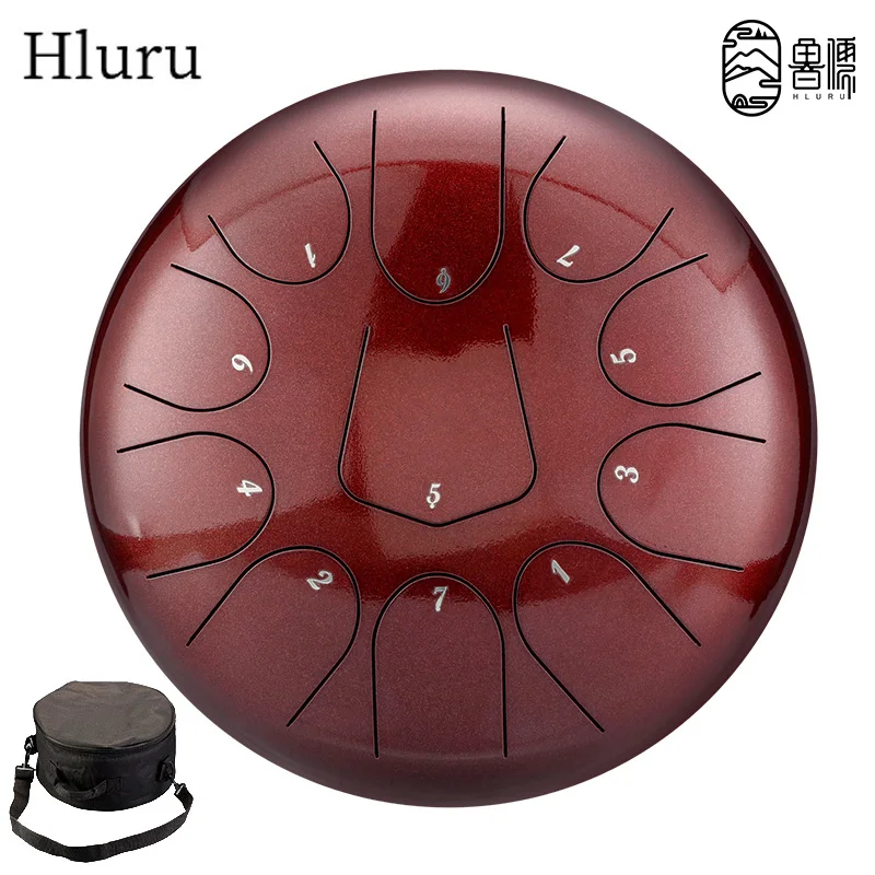 Hluru Music Drum 10 Inch 11 Note Glucophone Steel Tongue Drum 11 Note Ethereal Drum D Tone Yoga Meditation Percussion Instrument