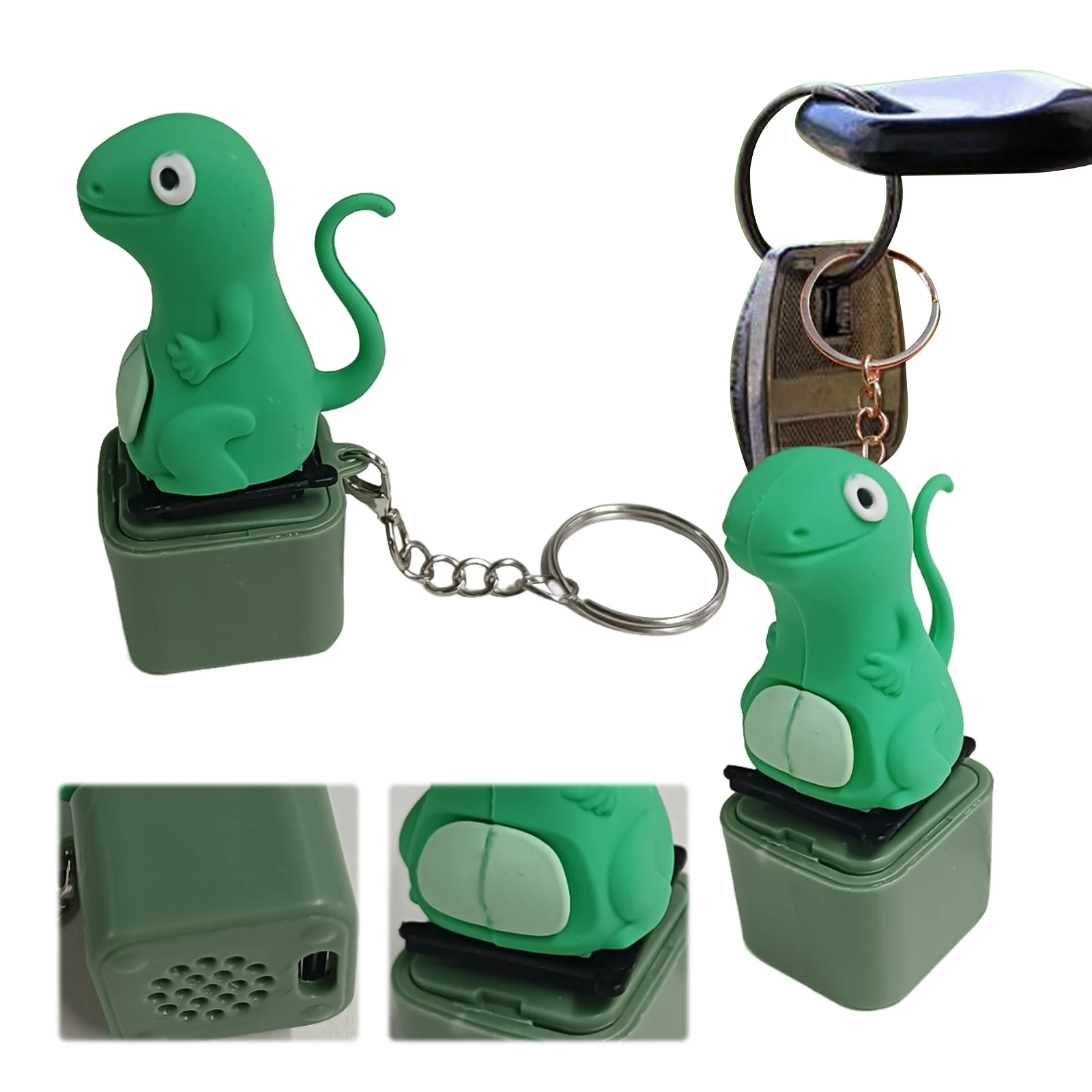 Rechargeable Lizards Keychain Sound Button W/ Sound & Light Cute Lizards Keychain Pendant for Adults Office Desk & Prank Gift