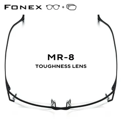 FONEX Progressive Prescription Glasses Custom Myopia Optical Lens Eyewear Men Square Eyeglasses Semi-Rimless Titanium Frame 5756