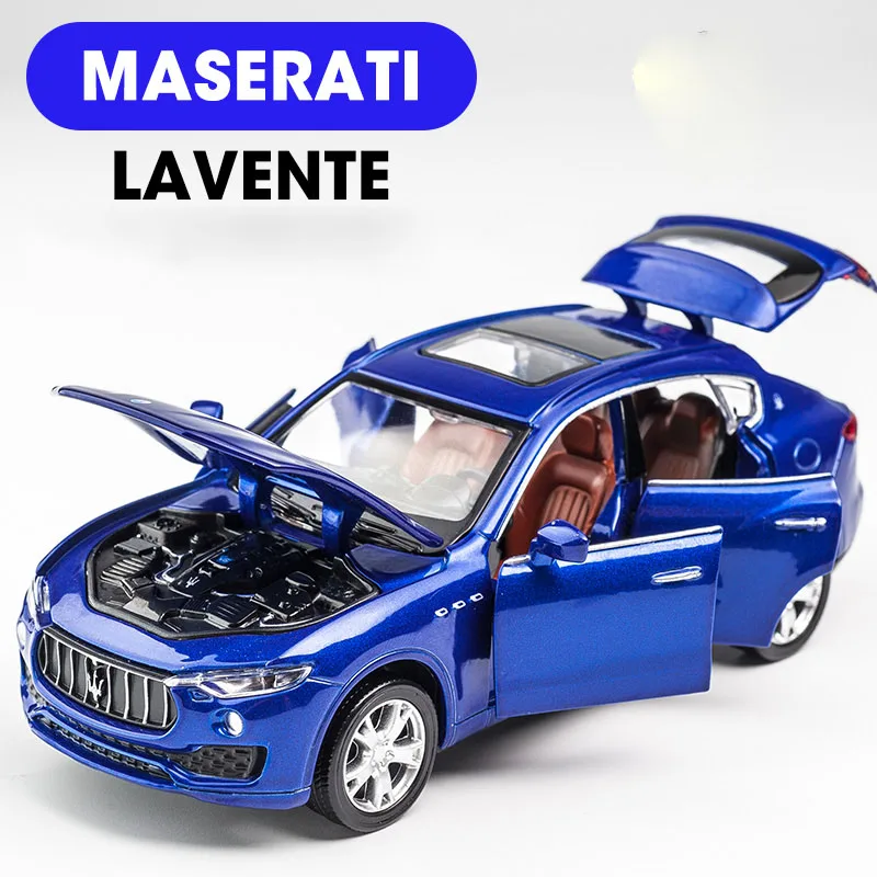 1:32 Scale Maserati Levante Diecast Car Metal Model Sound And Light Pull Back SUV 7 Doors Can Be Opened For Kids Gifts Boy Toys