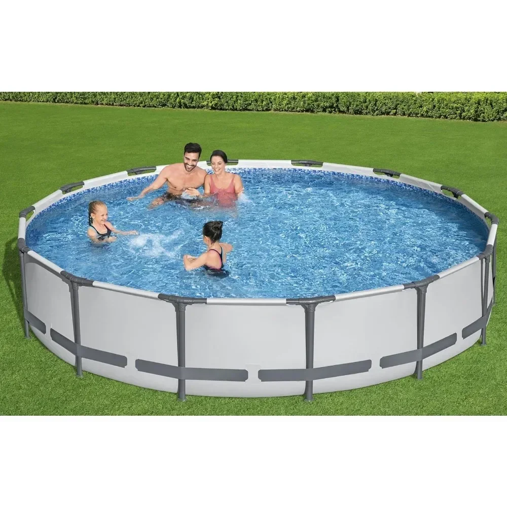 

14' x 33" Round Above Ground Pool Set | Includes 530gal Filter Pump, A rust and corrosion-resistant coating protects