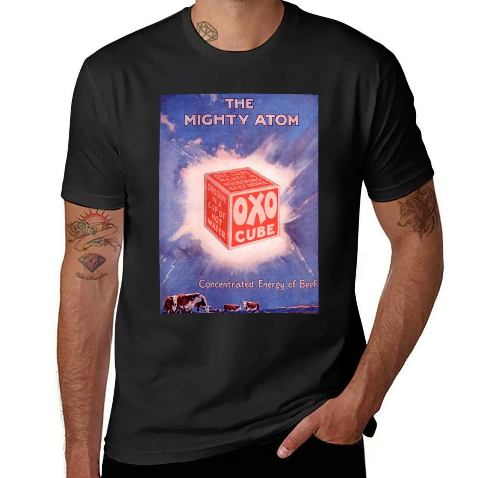 

Vintage Oxo advert poster T-Shirt Short sleeve tee animal prinfor boys cute tops plain men workout shirt