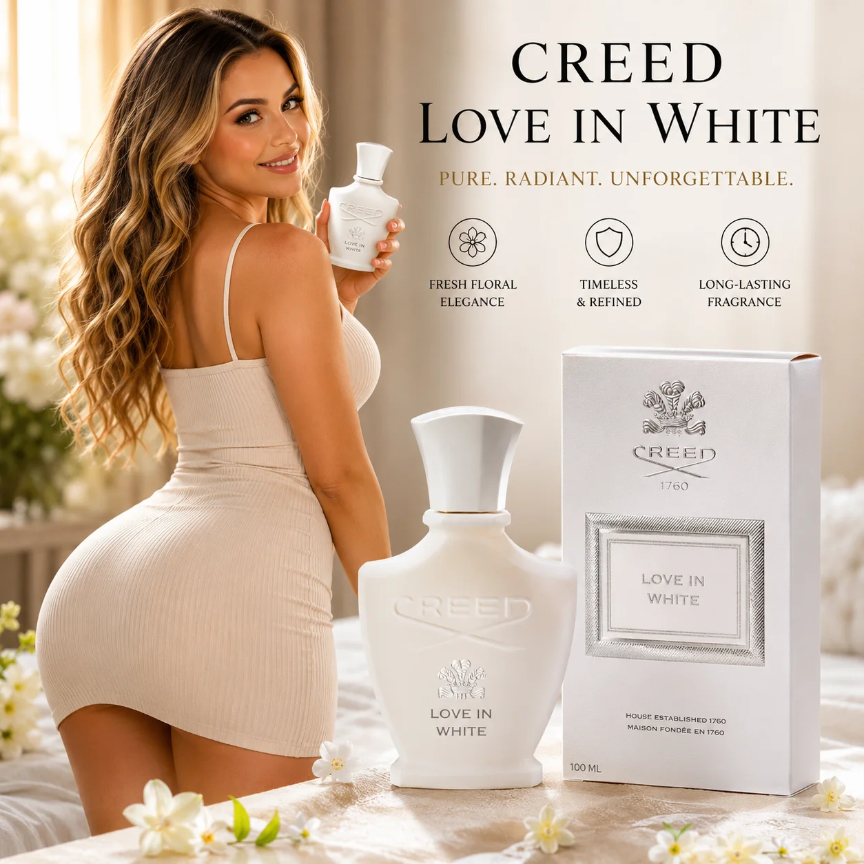Love in White Type Perfume 100ml EDP Women Floral Fresh Fragrance Long Lasting Luxury Scent Similar to Creed Inspired By
