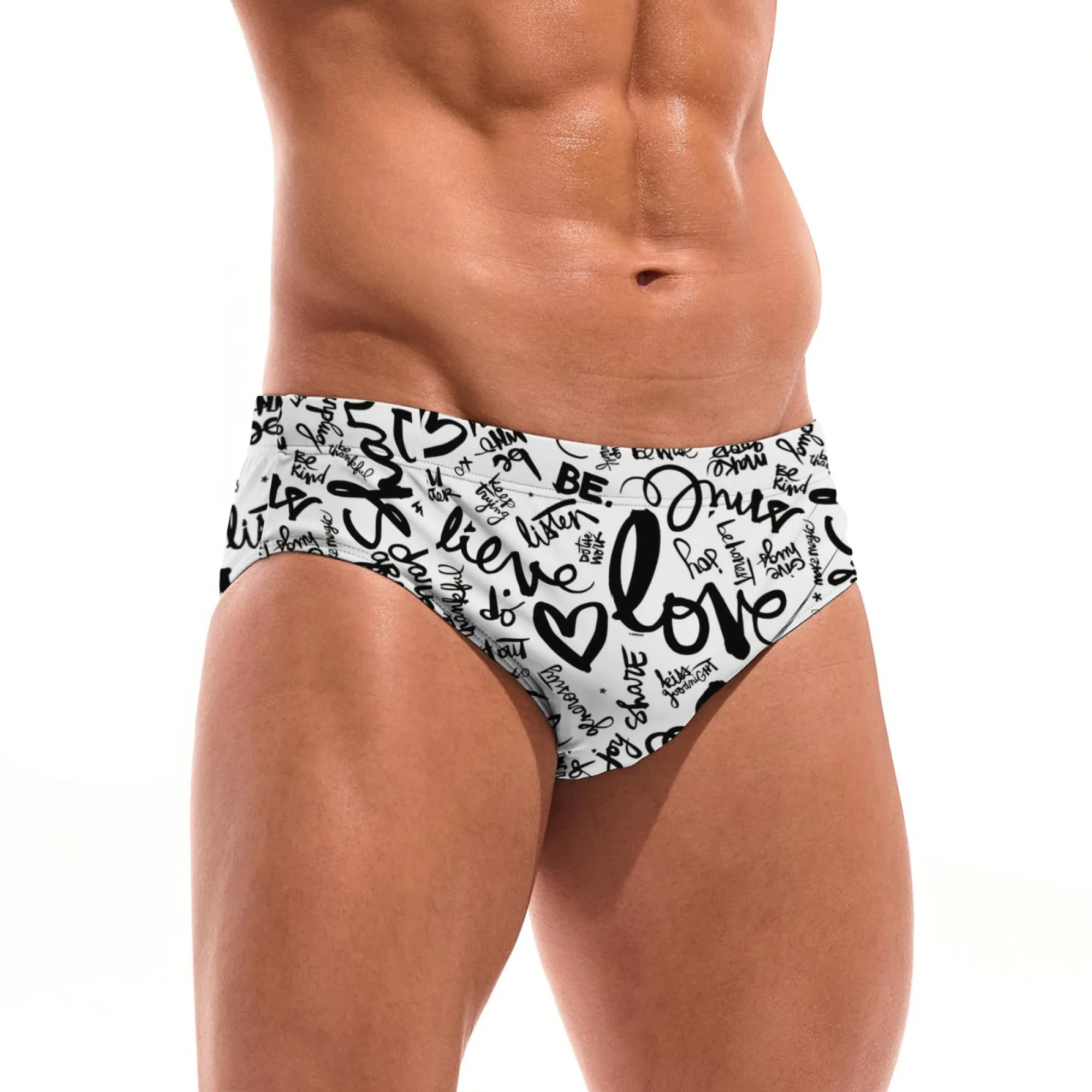 

Text Fashion Signature Printed Men's Swim Trunks Lightweight Breathable Sexy Bikini Beach Surf Shorts Pool Holiday Party Gift