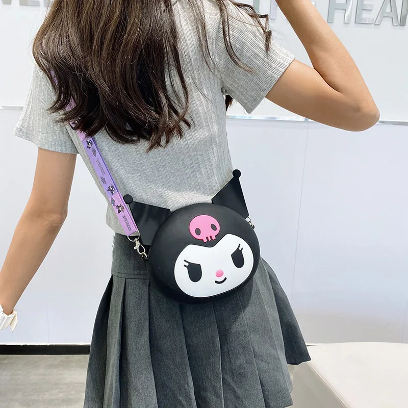 Torba Sanrio Kawaii Kawaii Kuromi silikonowa torba na ramię wodoodporna torebka na monety lalki z kreskówek torba Crossbody na prezent urodzinowy