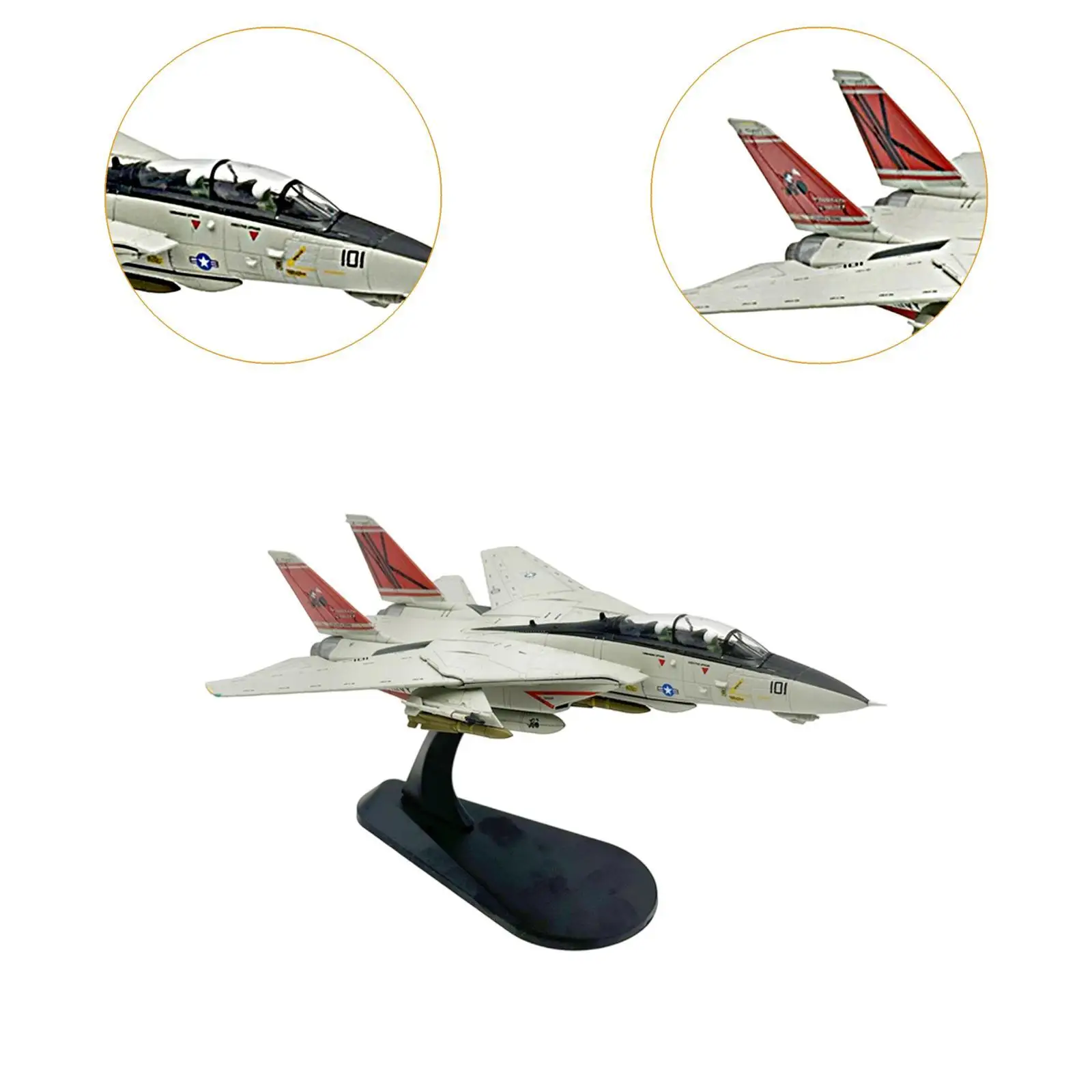1:100 F-14D modelo de lutador para ornamento de mesa 7,5x7 polegadas resistente profissional multiuso com suporte coleção de avião