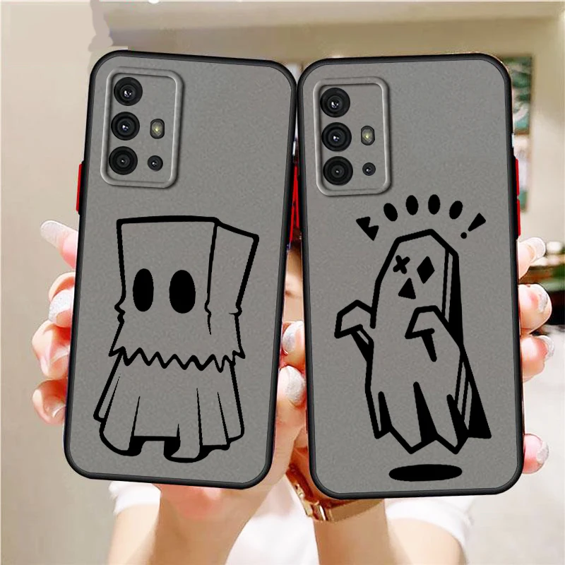 

Ghost Cute Cartoon Personality Frosted Translucent For Samsung Galaxy S24 S23 S22 S21 S20 FE S10 S9 S8 Plus Ultra Pro 5G Soft