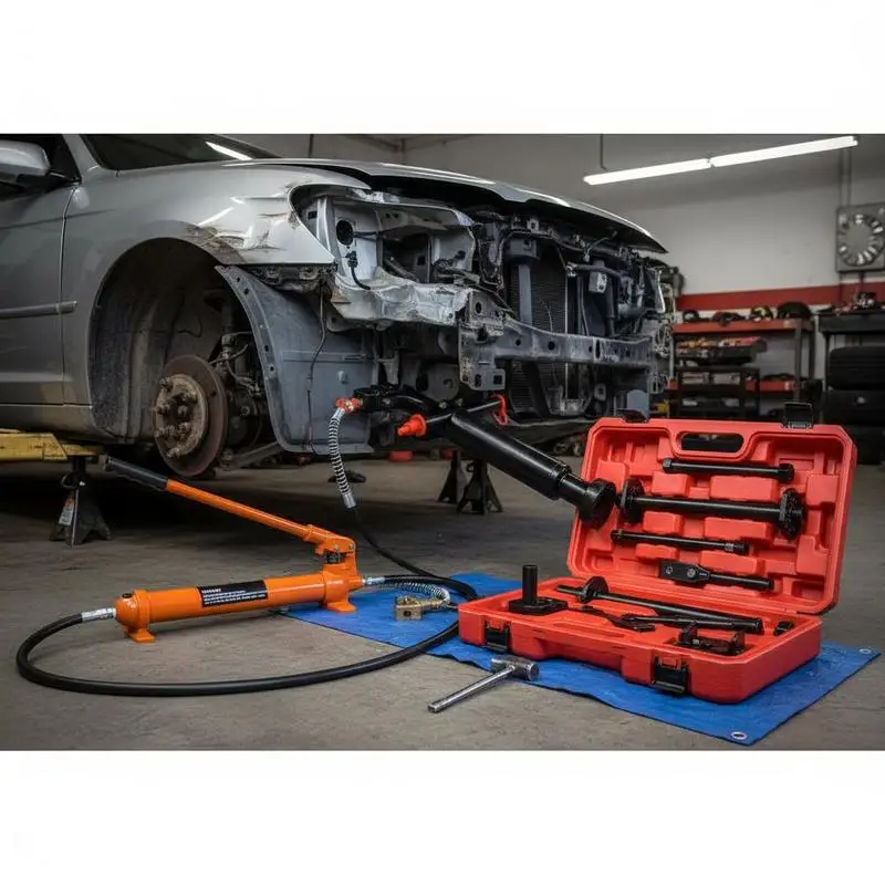 

Hydraulic Lifting Tool Set 12 Ton 4.6 ft Hose For Vehicle Maintenance Truck Restoration Frame Alignment Portable Power Jack Storage Case Metal Construction Manual Operation Pump Body Shop Equipment