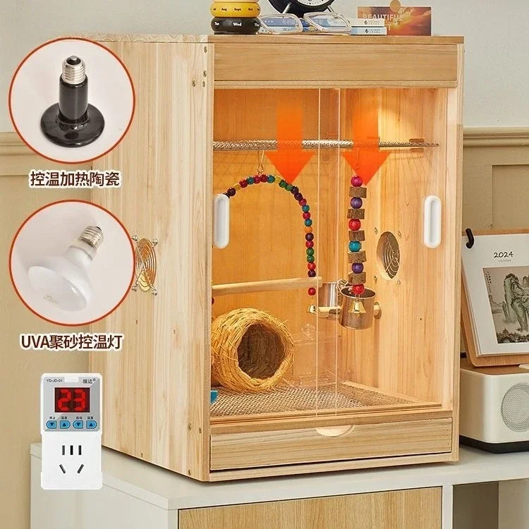 *&J Parrot cage, bird insulation box, special solid wood brooding, starling, tiger skin, black phoenix, flying squirrel,