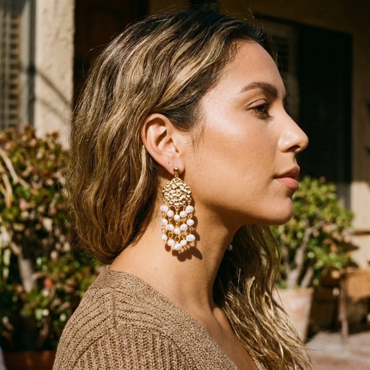 Böhmische geometrische unregelmäßige Imitationsperlen-Quastenohrringe für Damen und Herren, Muschel-Korallen-Strandohrringe, Sommerschmuck – Detail 6
