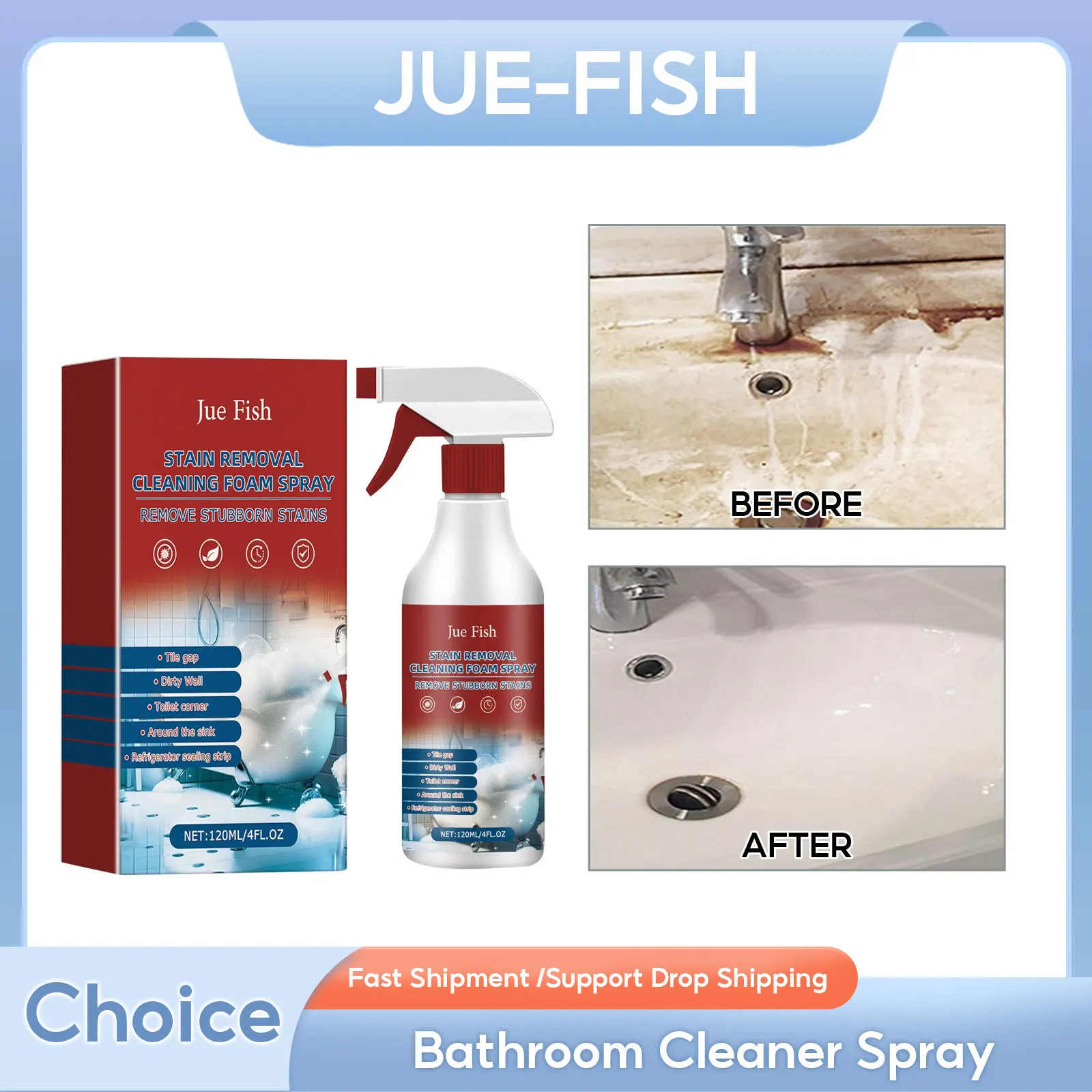 

Bathroom Cleaning Foam Bathtubs Glass Cleaning Glass Water Stains Cleaner Shower Bathtub Spots Remover Toilet Descaling Spray