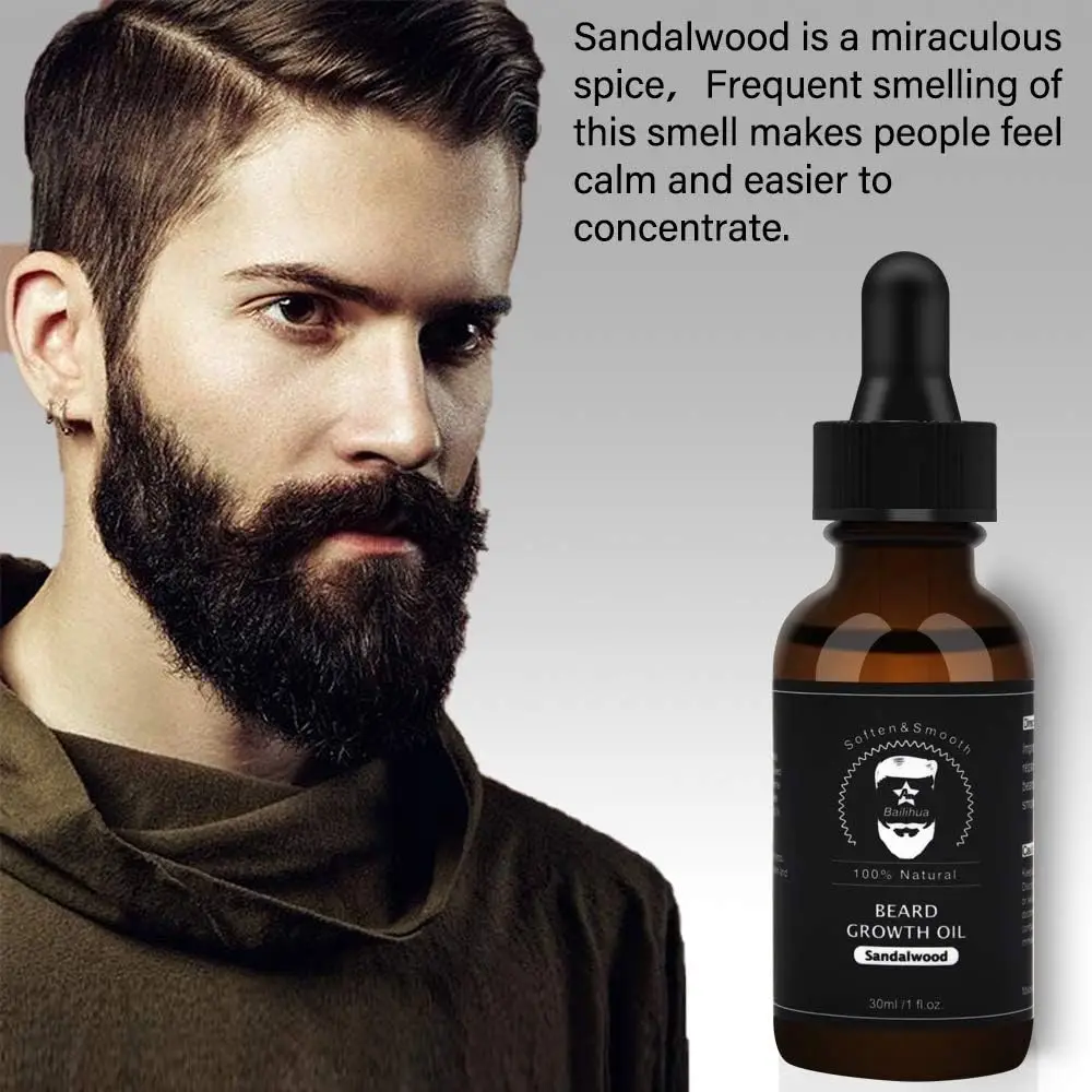 Beard Growth Oil, Natural Organic Hair Growth Oil Beard Oil Enhancer Beard Shaping Tool (sandalwood scent)