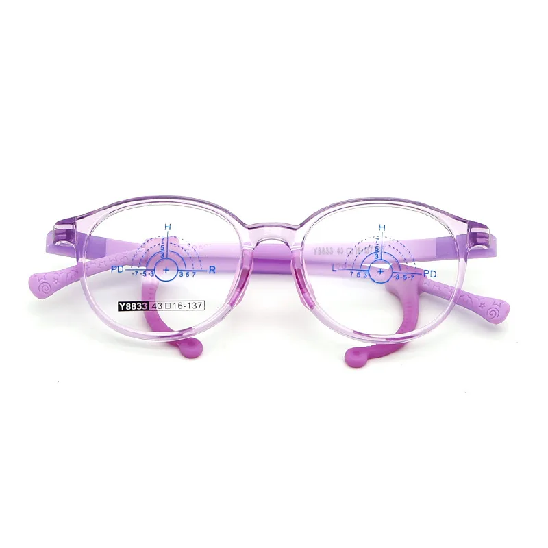 43-16-137  Girl Boy Tr90 Eyeglasses Adjustable Size Defocused Anti Control Glasses Frame With Pupil Height and Distance Scale