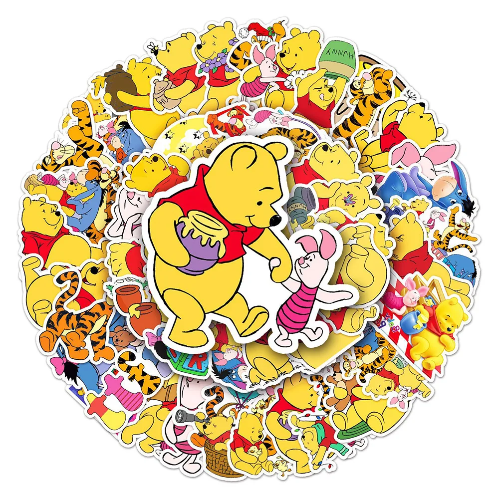 10/30/50pcs Kawaii Disney Cartoon Winnie The Pooh Stickers for Kids Pooh Bear Piglet Tigger Decals Toys Waterproof Cute Sticker