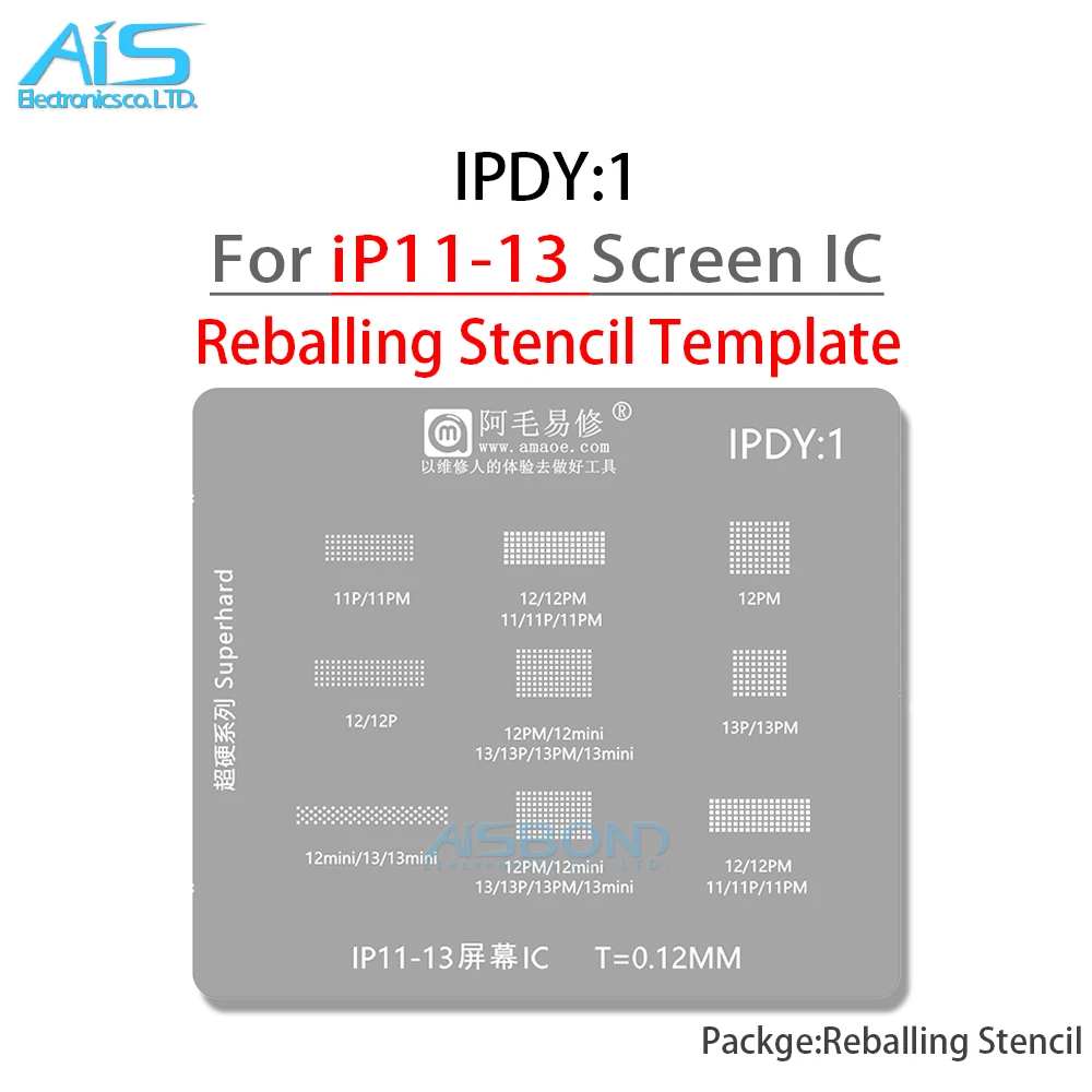 Amaoe iPdy1 BGA Reballing Stencil Template For iPhone 13 12 11Pro Max Mini 11Pro 12Pro 13Pro Max LCD screen IC repair tools