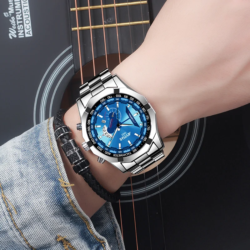 Automatic Non-mechanical Stainless Steel Waterproof Quartz Men\'s Watch Steel Band Luminous Women\'s High-end Luxury Man Watch