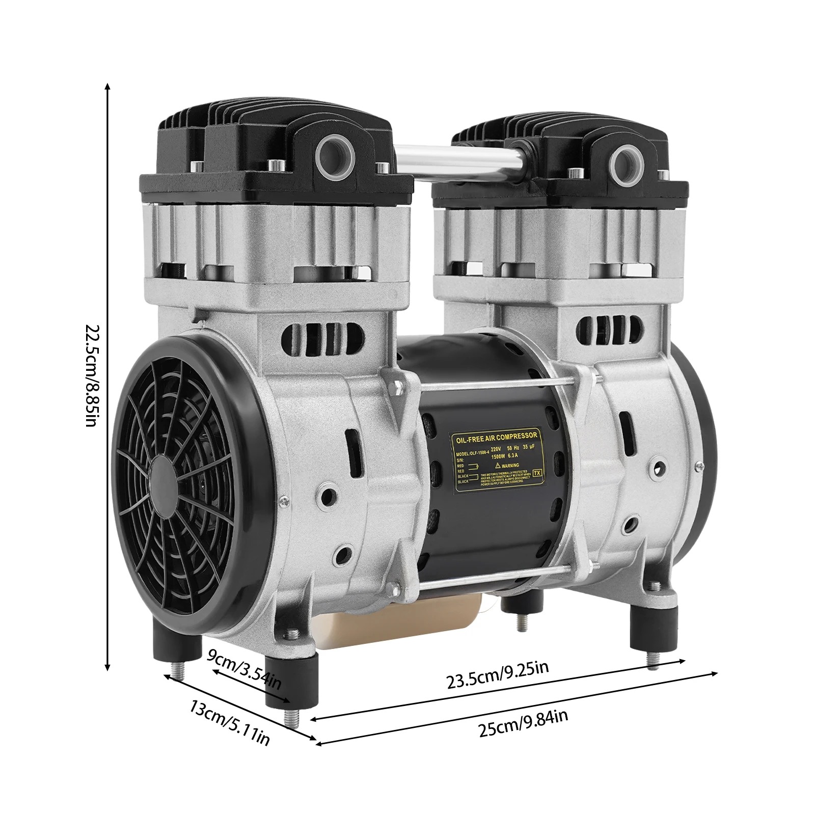 Tête de pompe de compresseur d'air 1500W, moteur en cuivre pur à faible bruit 1380r/min