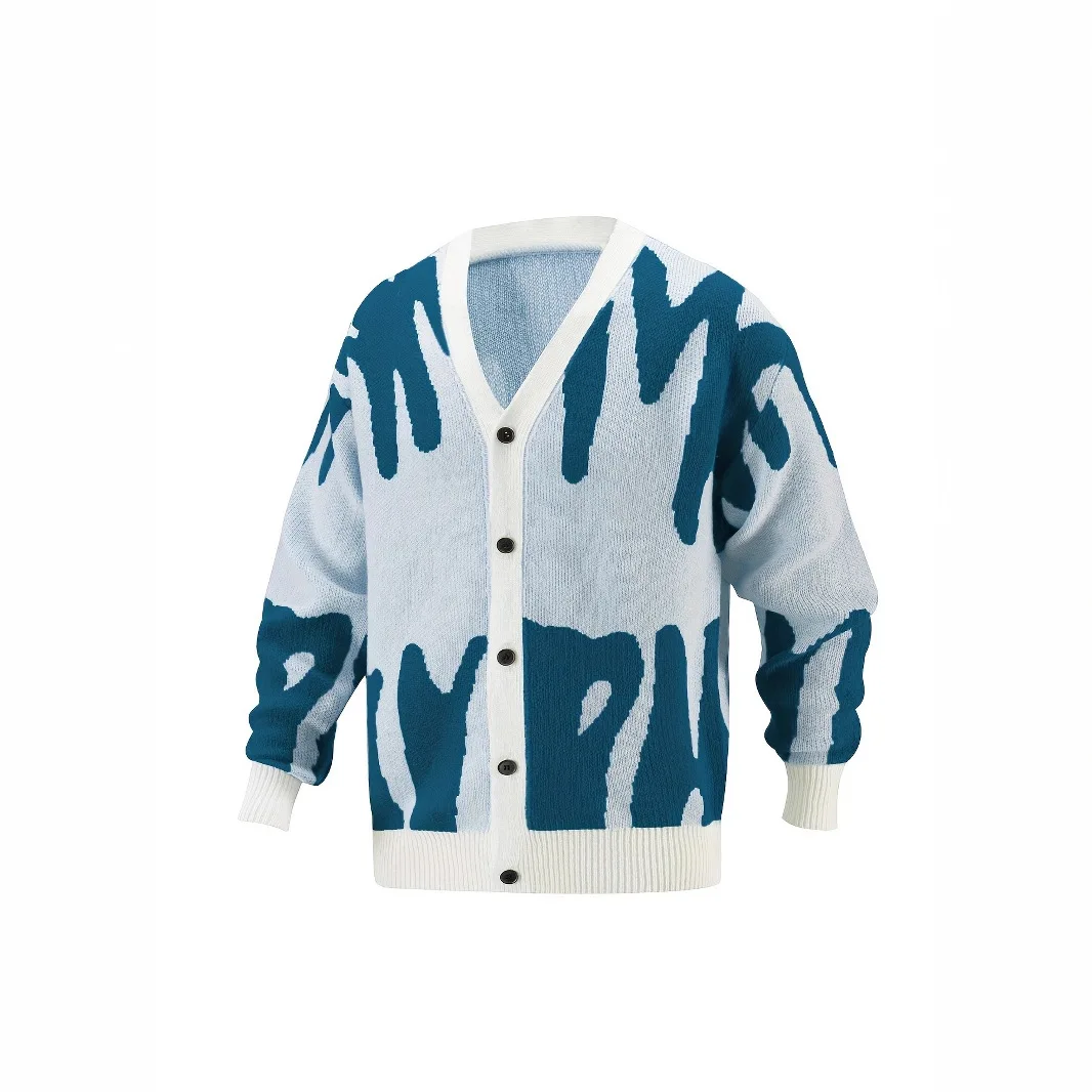 2025 خريف جديد موضة غير رسمية الخامس الرقبة واحدة الصدر سترة مشغولة من الصوف المرأة Vintage ملابس خارجية سترة معطف Sueter Mujer #5