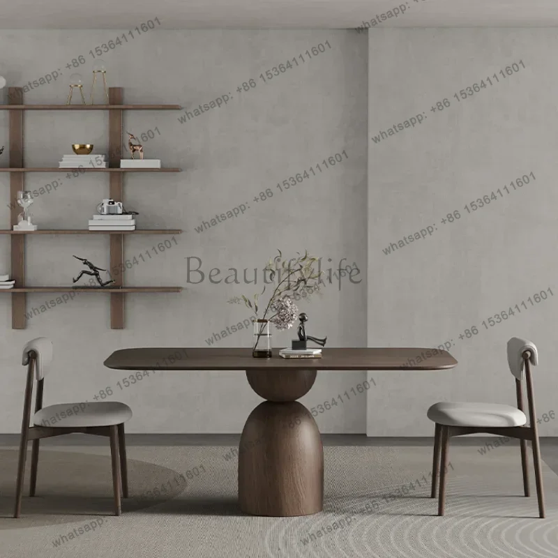 

~Retro style solid wood dining table, household rectangular wooden dining table and chair combination