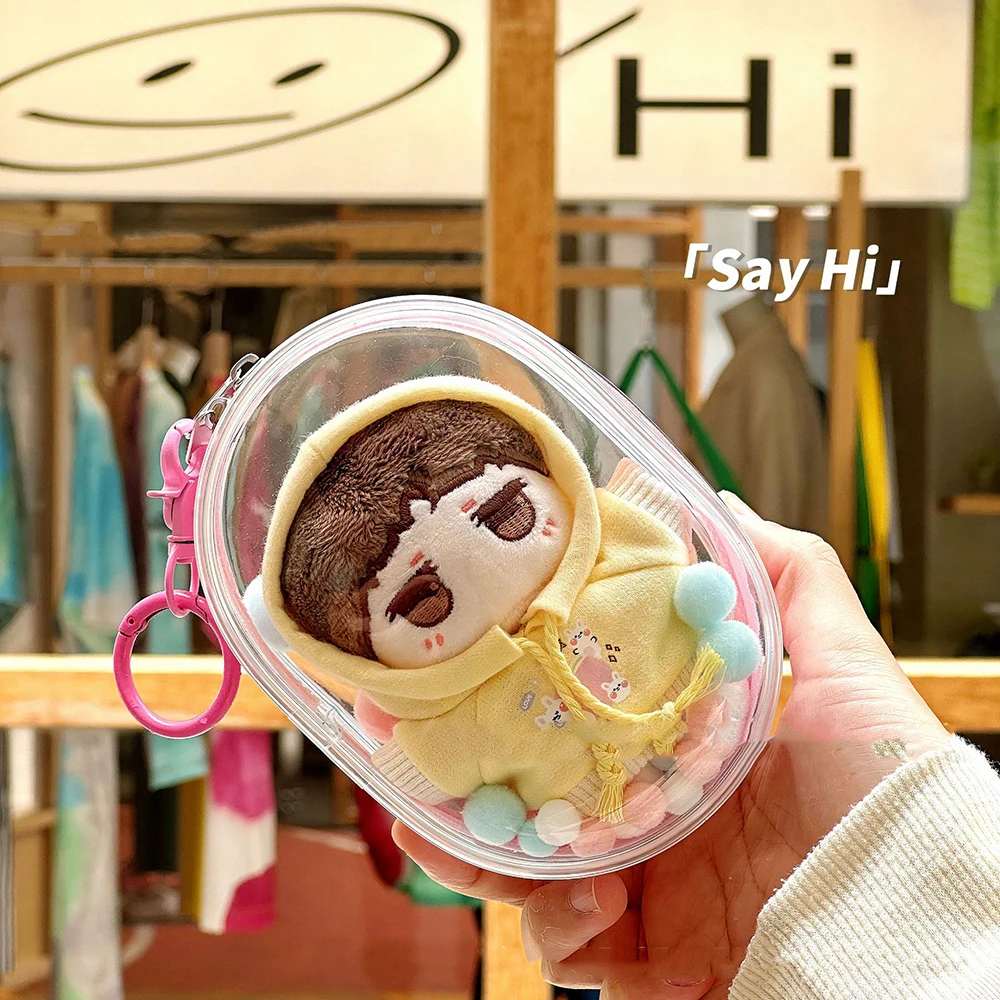 1Pcs Cute Cartoon Doll Storage Bag Keychain PVC Transparent Mystery Pouch Thicken Wallet Children Zipper Toy Doll Bag Organizer