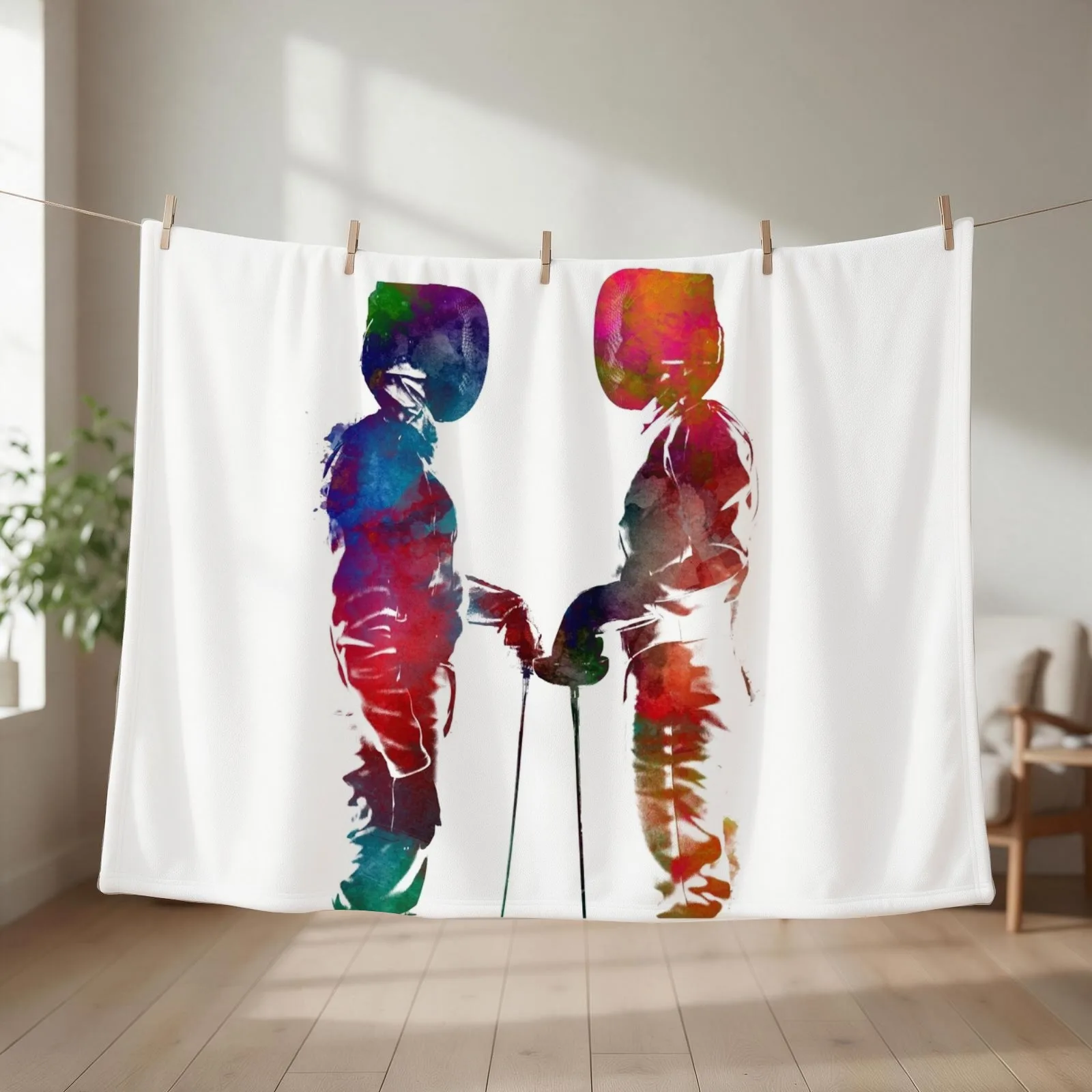 fencing sport art #fencing #sport Throw Blanket couch cozy soft plush fuzzy picnic outdoor blanket