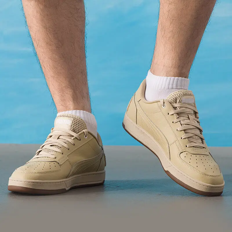 PUMA Unisex Retro Low Top Skate Sneakers 39508205 Off White Gold Accent Leather Upper Casual ShoesUpper Casual Shoes