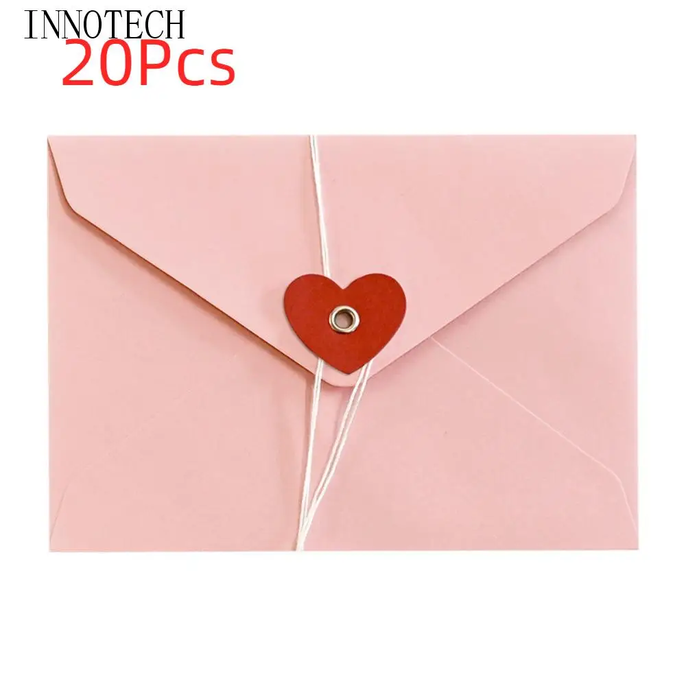 

20 шт., винтажные оконные конверты на день Святого Валентина, подарочный конверт, конверты из крафт-бумаги с завязкой на пуговицах, ручная работа